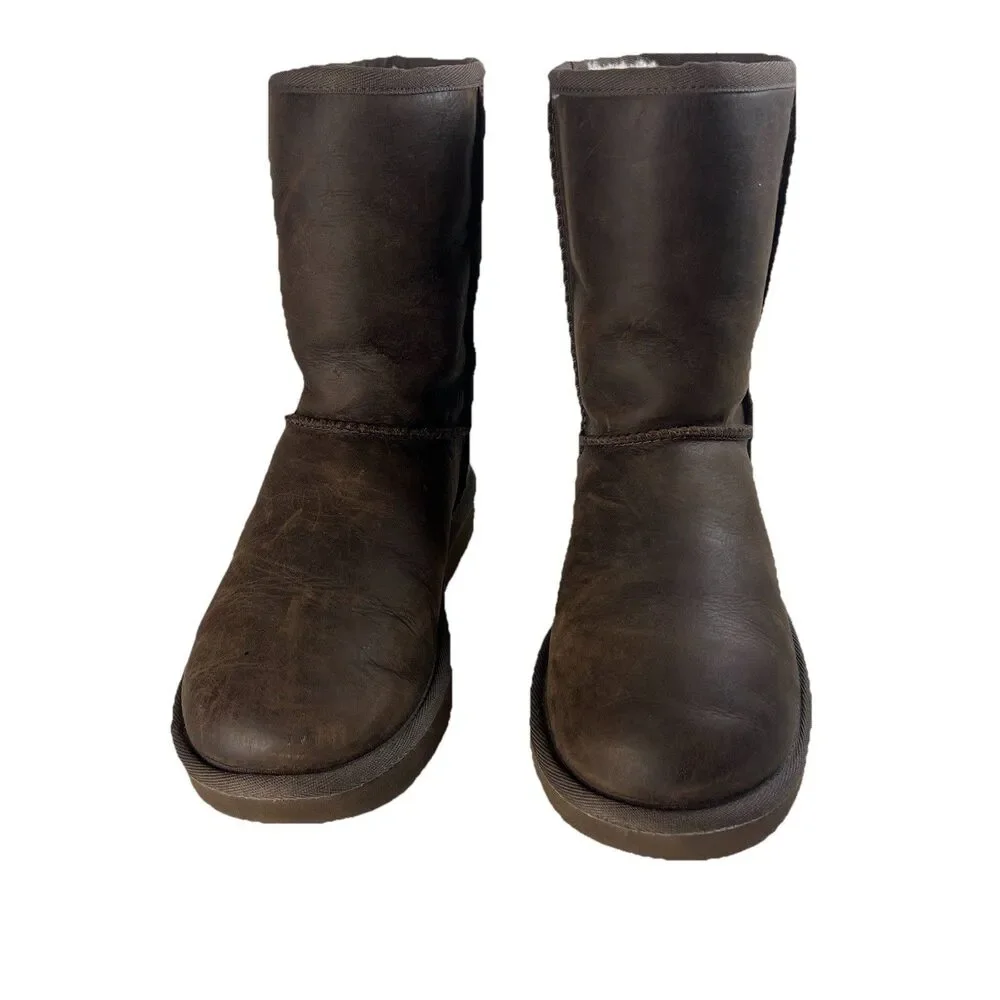 UGG 1016599 Womens Boots Leather Size 6 Brown Sheepskin Lined Winter Casual EU37